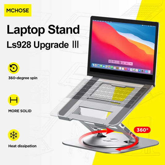 360° Rotatable Foldable Laptop Stand | Aluminum Alloy | Notebook Holder, 17 Inch Macbook Air Pro Laptop Bracket